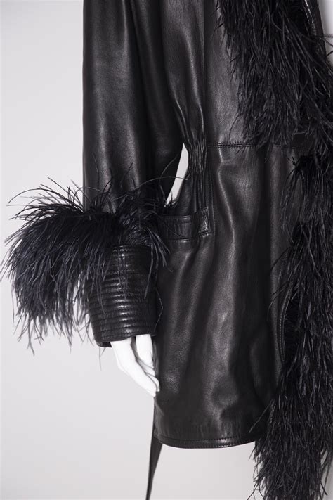 versace grey feather jacket|Versace black leather jacket.